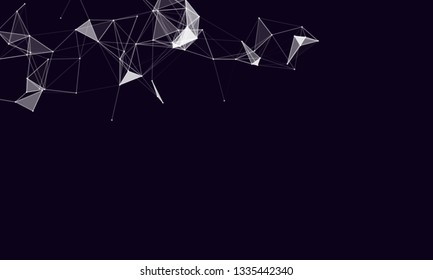 Abstract futuristic background with dots and lines. Vector illustration. Scientific and technological concept, molecular particles and atoms. Big data digital. Polygonal structure.