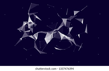 Abstract futuristic background with dots and lines. Vector illustration. Scientific and technological concept, molecular particles and atoms. Big data digital. Polygonal structure.
