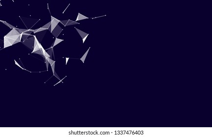 Abstract futuristic background with dots and lines. Vector illustration. Scientific and technological concept, molecular particles and atoms. Big data digital. Polygonal structure.