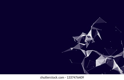 Abstract futuristic background with dots and lines. Vector illustration. Scientific and technological concept, molecular particles and atoms. Big data digital. Polygonal structure.