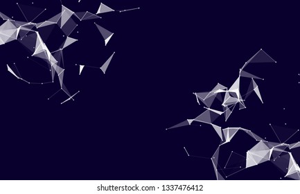 Abstract futuristic background with dots and lines. Vector illustration. Scientific and technological concept, molecular particles and atoms. Big data digital. Polygonal structure.