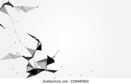 Abstract futuristic background with dots and lines. Vector illustration. Scientific and technological concept, molecular particles and atoms. Big data digital. Polygonal structure.