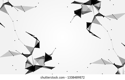 Abstract futuristic background with dots and lines. Vector illustration. Scientific and technological concept, molecular particles and atoms. Big data digital. Polygonal structure.