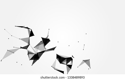 Abstract futuristic background with dots and lines. Vector illustration. Scientific and technological concept, molecular particles and atoms. Big data digital. Polygonal structure.