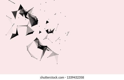 Abstract futuristic background with dots and lines. Vector illustration. Scientific and technological concept, molecular particles and atoms. Big data digital. Polygonal structure.