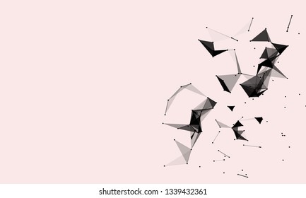 Abstract futuristic background with dots and lines. Vector illustration. Scientific and technological concept, molecular particles and atoms. Big data digital. Polygonal structure.