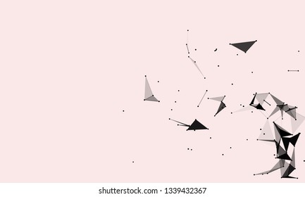 Abstract futuristic background with dots and lines. Vector illustration. Scientific and technological concept, molecular particles and atoms. Big data digital. Polygonal structure.