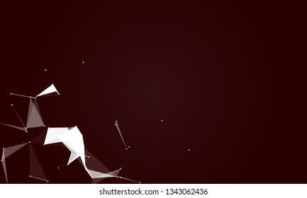 Abstract futuristic background with dots and lines. Vector illustration. Scientific and technological concept, molecular particles and atoms. Big data digital. Polygonal structure.