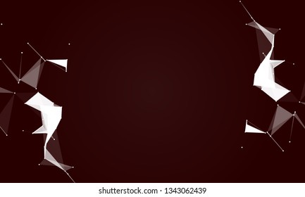 Abstract futuristic background with dots and lines. Vector illustration. Scientific and technological concept, molecular particles and atoms. Big data digital. Polygonal structure.