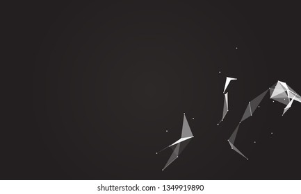 Abstract futuristic background with dots and lines. Vector illustration. Scientific and technological concept, molecular particles and atoms. Big data digital. Polygonal structure.