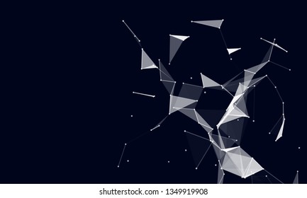 Abstract futuristic background with dots and lines. Vector illustration. Scientific and technological concept, molecular particles and atoms. Big data digital. Polygonal structure.