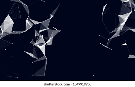 Abstract futuristic background with dots and lines. Vector illustration. Scientific and technological concept, molecular particles and atoms. Big data digital. Polygonal structure.