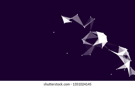 Abstract futuristic background with dots and lines. Vector illustration. Scientific and technological concept, molecular particles and atoms. Big data digital. Polygonal structure.
