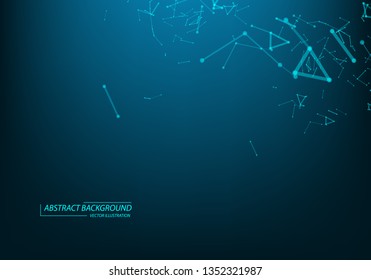 Abstract futuristic background with dots and lines. Vector illustration. Scientific and technological concept, molecular particles and atoms. Big data digital. Polygonal structure.