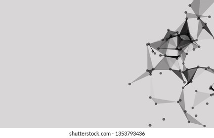 Abstract futuristic background with dots and lines. Vector illustration. Scientific and technological concept, molecular particles and atoms. Big data digital. Polygonal structure.