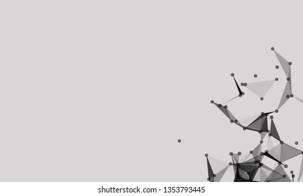 Abstract futuristic background with dots and lines. Vector illustration. Scientific and technological concept, molecular particles and atoms. Big data digital. Polygonal structure.