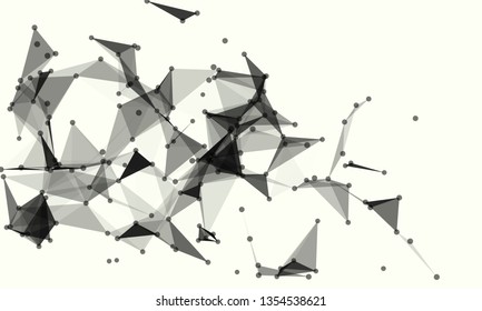 Abstract futuristic background with dots and lines. Vector illustration. Scientific and technological concept, molecular particles and atoms. Big data digital. Polygonal structure.