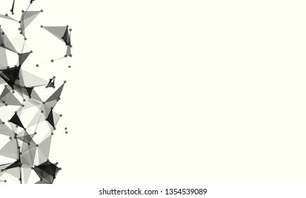 Abstract futuristic background with dots and lines. Vector illustration. Scientific and technological concept, molecular particles and atoms. Big data digital. Polygonal structure.
