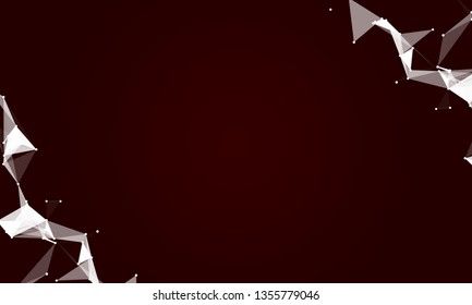Abstract futuristic background with dots and lines. Vector illustration. Scientific and technological concept, molecular particles and atoms. Big data digital. Polygonal structure.