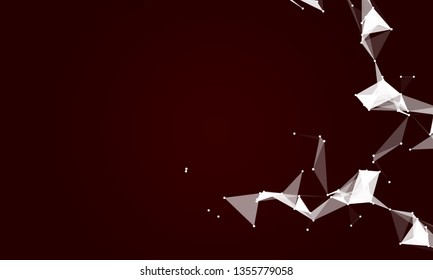Abstract futuristic background with dots and lines. Vector illustration. Scientific and technological concept, molecular particles and atoms. Big data digital. Polygonal structure.