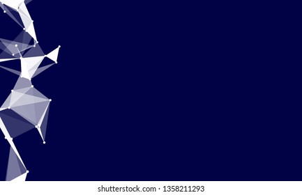 Abstract futuristic background with dots and lines. Vector illustration. Scientific and technological concept, molecular particles and atoms. Big data digital. Polygonal structure.