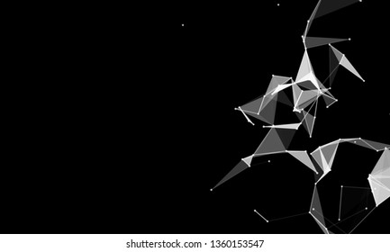 Abstract futuristic background with dots and lines. Vector illustration. Scientific and technological concept, molecular particles and atoms. Big data digital. Polygonal structure.