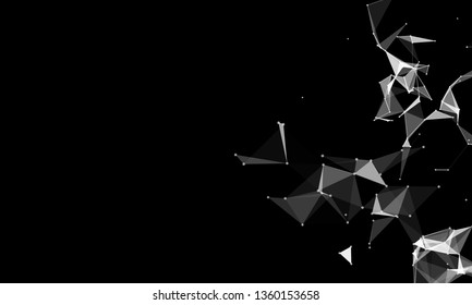 Abstract futuristic background with dots and lines. Vector illustration. Scientific and technological concept, molecular particles and atoms. Big data digital. Polygonal structure.