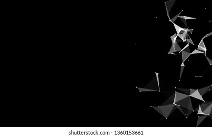 Abstract futuristic background with dots and lines. Vector illustration. Scientific and technological concept, molecular particles and atoms. Big data digital. Polygonal structure.
