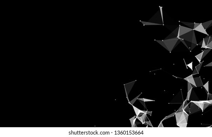 Abstract futuristic background with dots and lines. Vector illustration. Scientific and technological concept, molecular particles and atoms. Big data digital. Polygonal structure.