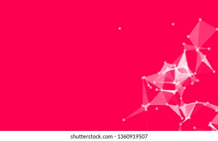 Abstract futuristic background with dots and lines. Vector illustration. Scientific and technological concept, molecular particles and atoms. Big data digital. Polygonal structure.