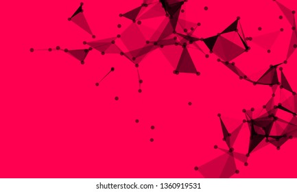 Abstract futuristic background with dots and lines. Vector illustration. Scientific and technological concept, molecular particles and atoms. Big data digital. Polygonal structure.