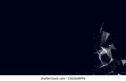 Abstract futuristic background with dots and lines. Vector illustration. Scientific and technological concept, molecular particles and atoms. Big data digital. Polygonal structure.