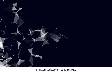 Abstract futuristic background with dots and lines. Vector illustration. Scientific and technological concept, molecular particles and atoms. Big data digital. Polygonal structure.