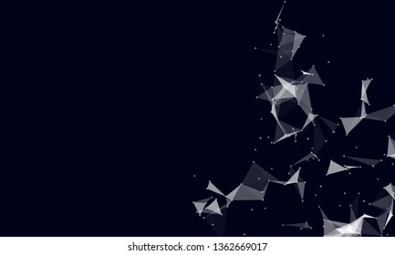 Abstract futuristic background with dots and lines. Vector illustration. Scientific and technological concept, molecular particles and atoms. Big data digital. Polygonal structure.