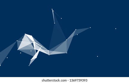 Abstract futuristic background with dots and lines. Vector illustration. Scientific and technological concept, molecular particles and atoms. Big data digital. Polygonal structure.