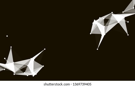 Abstract futuristic background with dots and lines. Vector illustration. Scientific and technological concept, molecular particles and atoms. Big data digital. Polygonal structure.