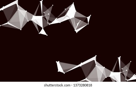 Abstract futuristic background with dots and lines. Vector illustration. Scientific and technological concept, molecular particles and atoms. Big data digital. Polygonal structure.