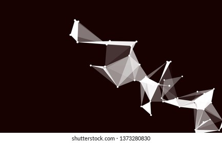 Abstract futuristic background with dots and lines. Vector illustration. Scientific and technological concept, molecular particles and atoms. Big data digital. Polygonal structure.
