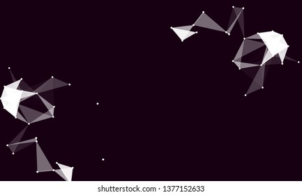 Abstract futuristic background with dots and lines. Vector illustration. Scientific and technological concept, molecular particles and atoms. Big data digital. Polygonal structure.