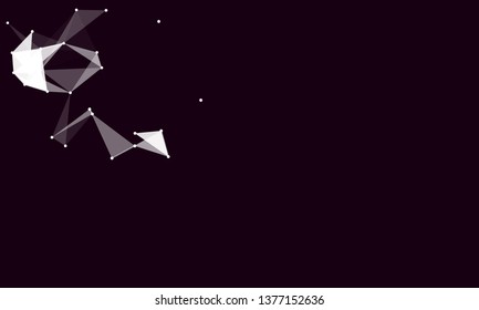 Abstract futuristic background with dots and lines. Vector illustration. Scientific and technological concept, molecular particles and atoms. Big data digital. Polygonal structure.