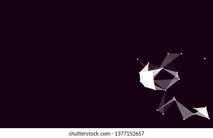 Abstract futuristic background with dots and lines. Vector illustration. Scientific and technological concept, molecular particles and atoms. Big data digital. Polygonal structure.