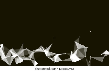 Abstract futuristic background with dots and lines. Vector illustration. Scientific and technological concept, molecular particles and atoms. Big data digital. Polygonal structure.
