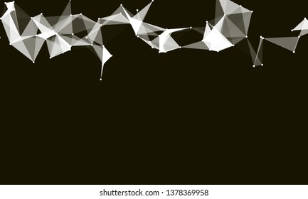 Abstract futuristic background with dots and lines. Vector illustration. Scientific and technological concept, molecular particles and atoms. Big data digital. Polygonal structure.