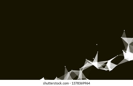 Abstract futuristic background with dots and lines. Vector illustration. Scientific and technological concept, molecular particles and atoms. Big data digital. Polygonal structure.