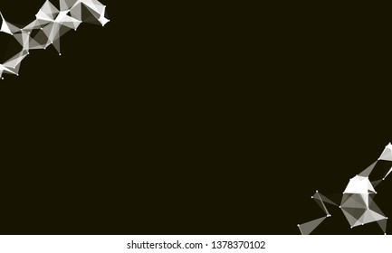 Abstract futuristic background with dots and lines. Vector illustration. Scientific and technological concept, molecular particles and atoms. Big data digital. Polygonal structure.