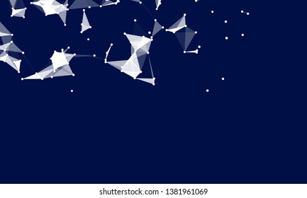 Abstract futuristic background with dots and lines. Vector illustration. Scientific and technological concept, molecular particles and atoms. Big data digital. Polygonal structure.