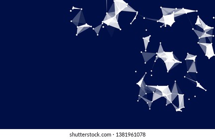 Abstract futuristic background with dots and lines. Vector illustration. Scientific and technological concept, molecular particles and atoms. Big data digital. Polygonal structure.