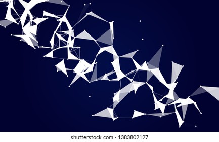 Abstract futuristic background with dots and lines. Vector illustration. Scientific and technological concept, molecular particles and atoms. Big data digital. Polygonal structure.