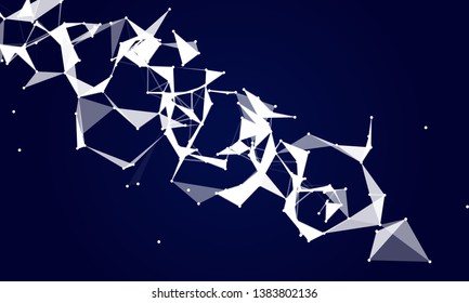 Abstract futuristic background with dots and lines. Vector illustration. Scientific and technological concept, molecular particles and atoms. Big data digital. Polygonal structure.