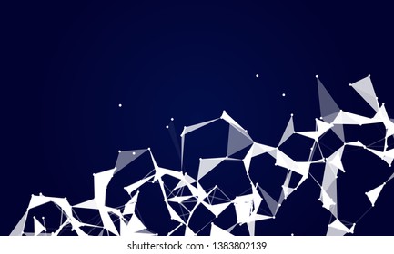 Abstract futuristic background with dots and lines. Vector illustration. Scientific and technological concept, molecular particles and atoms. Big data digital. Polygonal structure.